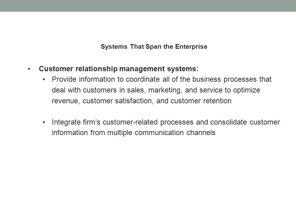 Systems That Span the Enterprise