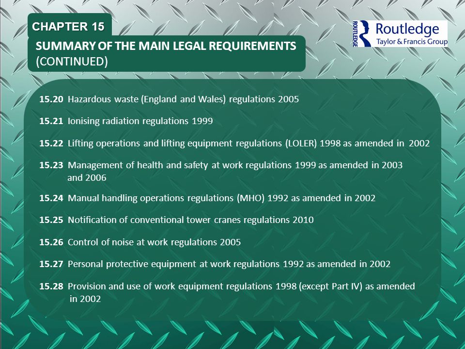 SUMMARY OF THE MAIN LEGAL REQUIREMENTS (CONTINUED)