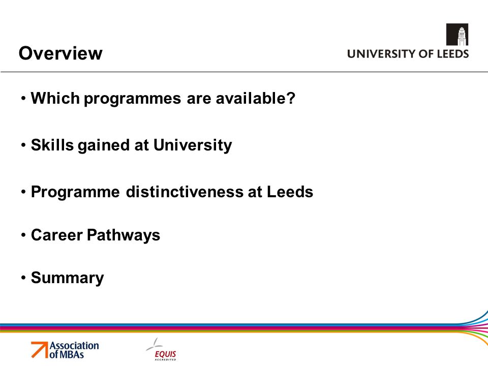 Overview Which programmes are available Skills gained at University
