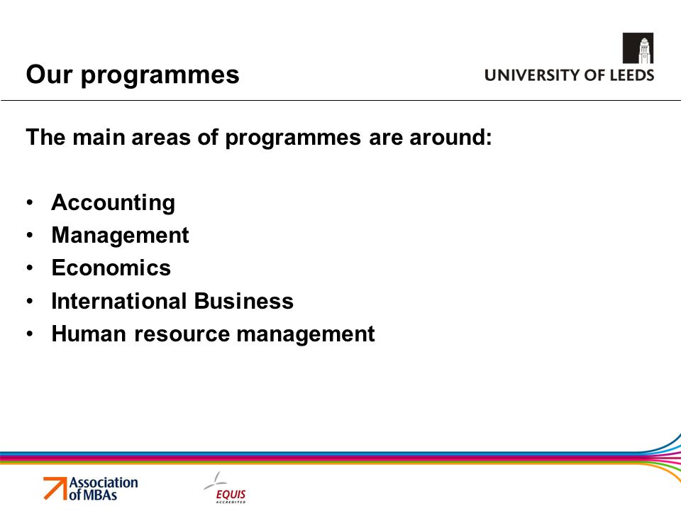Our programmes The main areas of programmes are around: Accounting