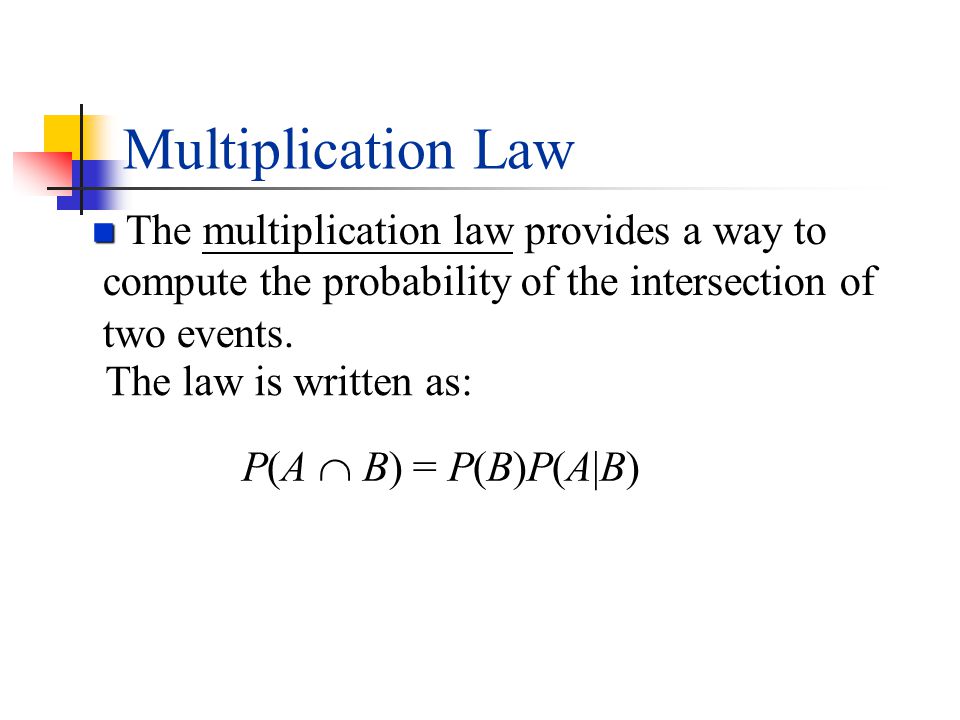 Multiplication Law The multiplication law provides a way to