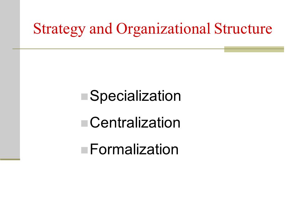 Strategy and Organizational Structure