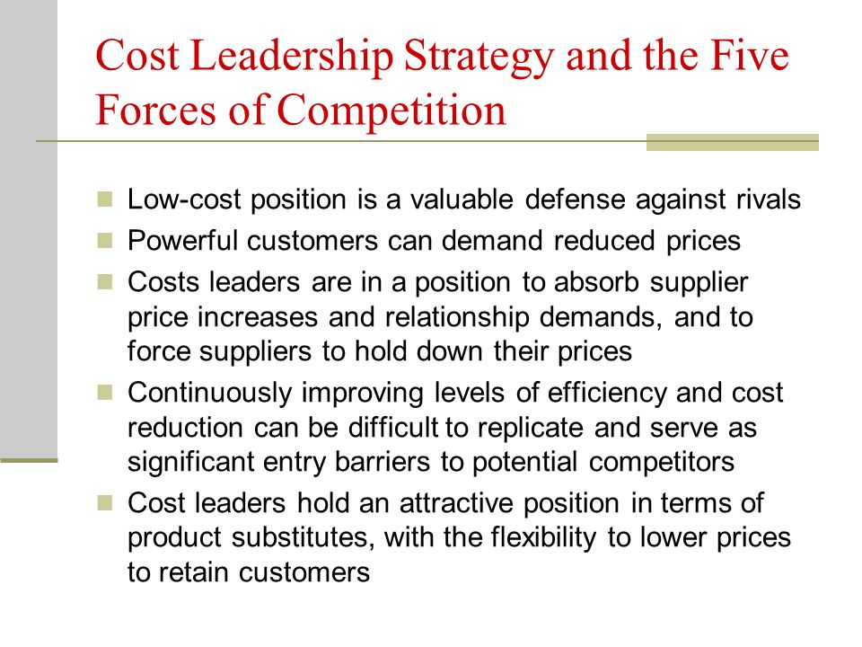 Cost Leadership Strategy and the Five Forces of Competition