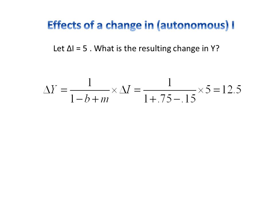 Effects of a change in (autonomous) I