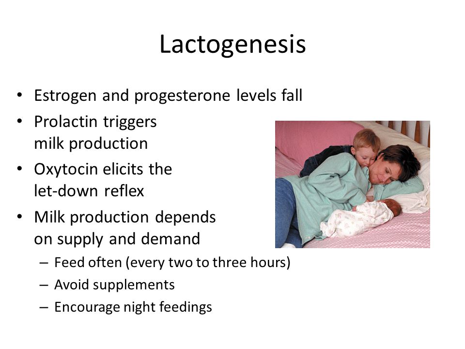 Lactogenesis Estrogen and progesterone levels fall
