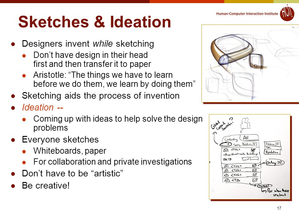 Sketches & Ideation Designers invent while sketching