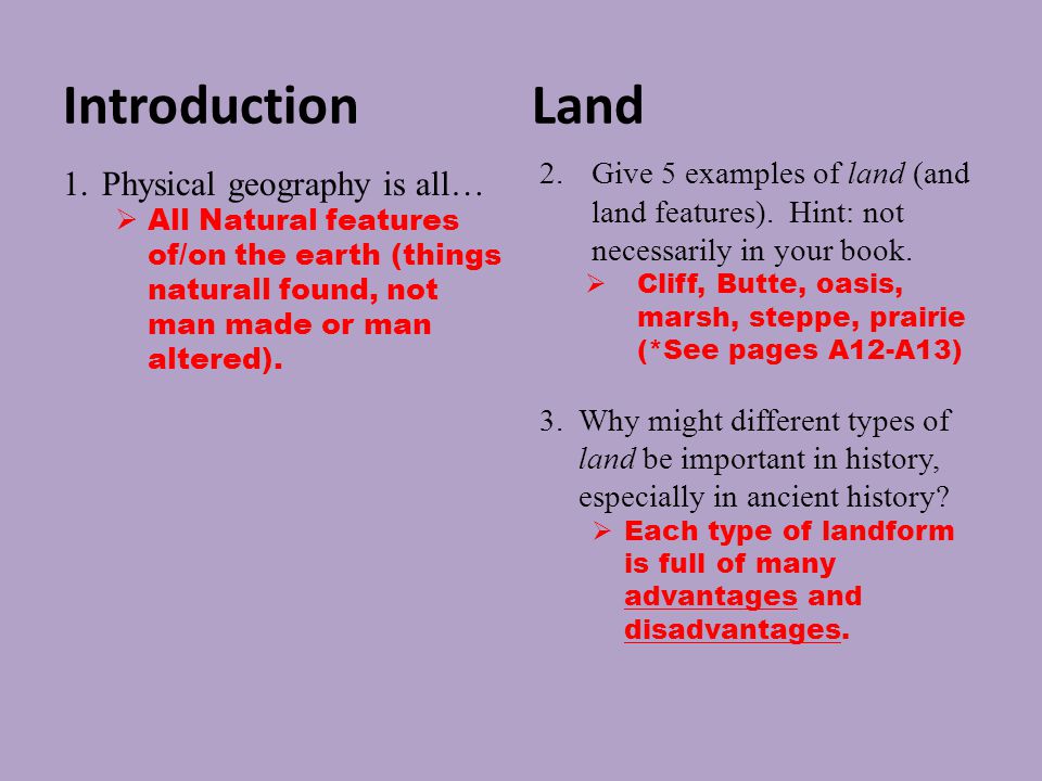 Introduction Land Physical geography is all…