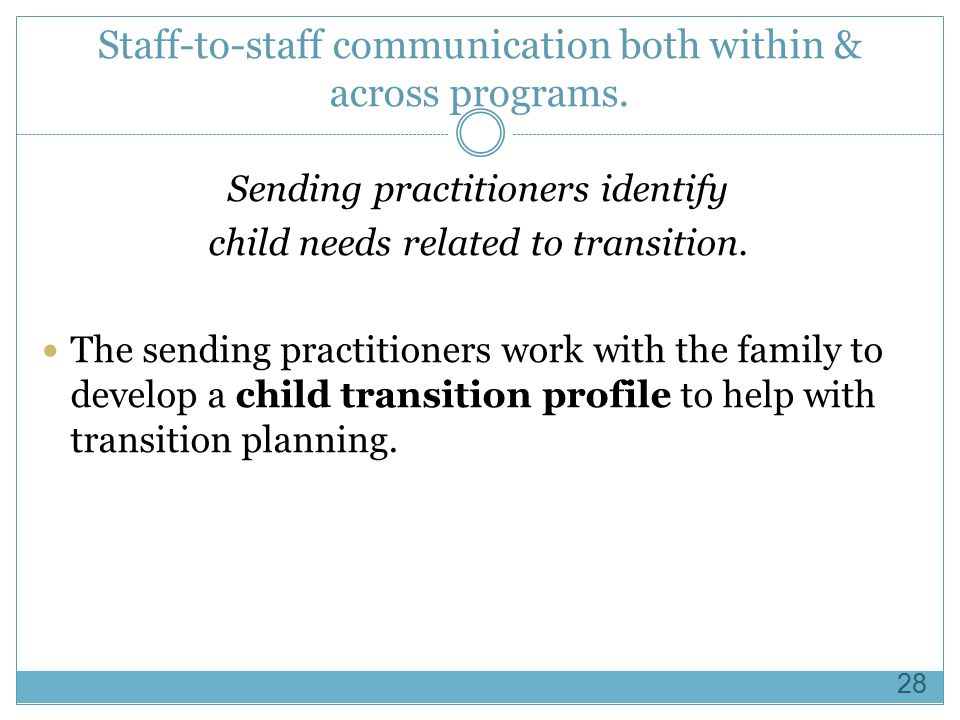 Staff-to-staff communication both within & across programs.
