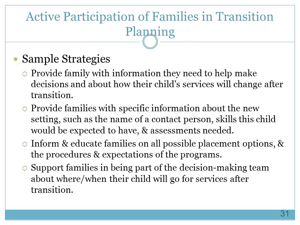 Active Participation of Families in Transition Planning
