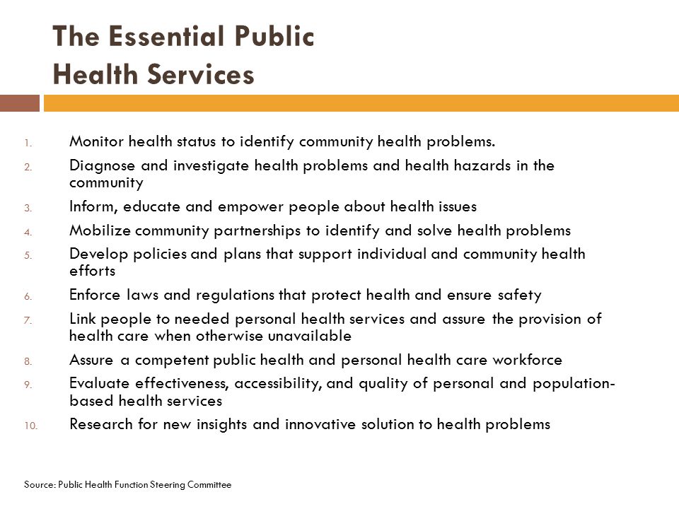 The Essential Public Health Services