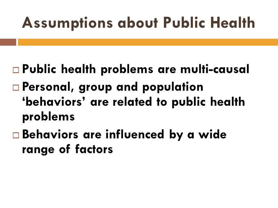 Assumptions about Public Health