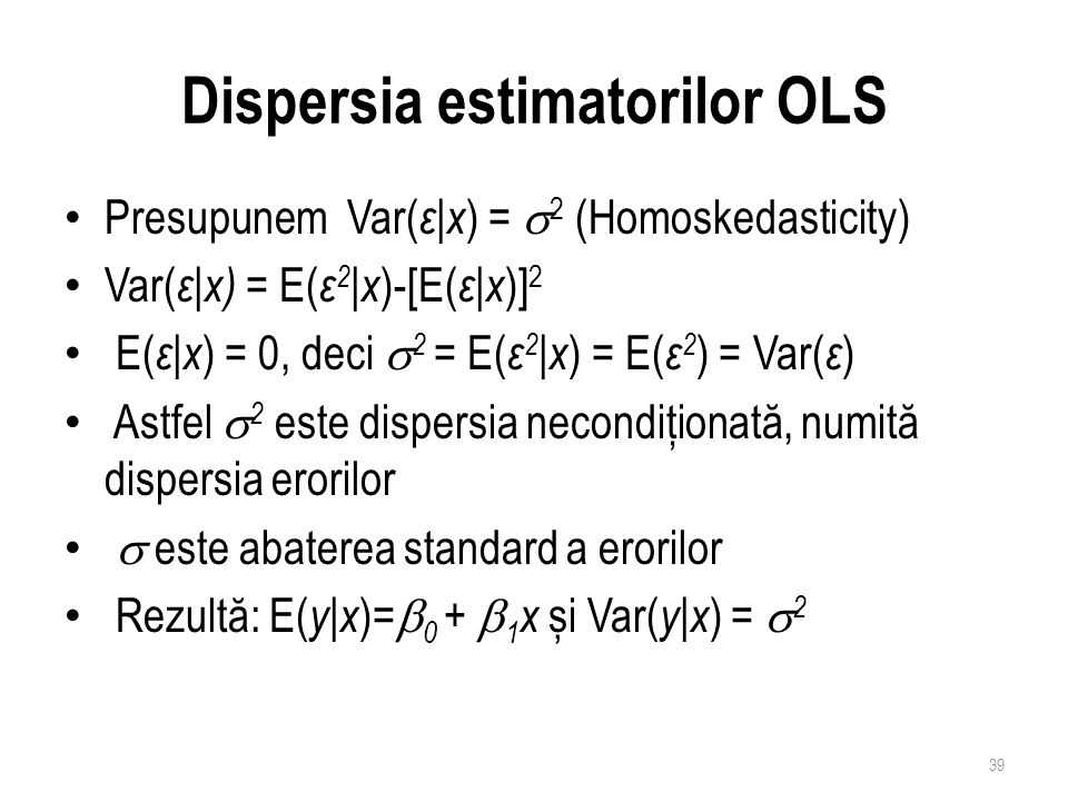 Dispersia estimatorilor OLS