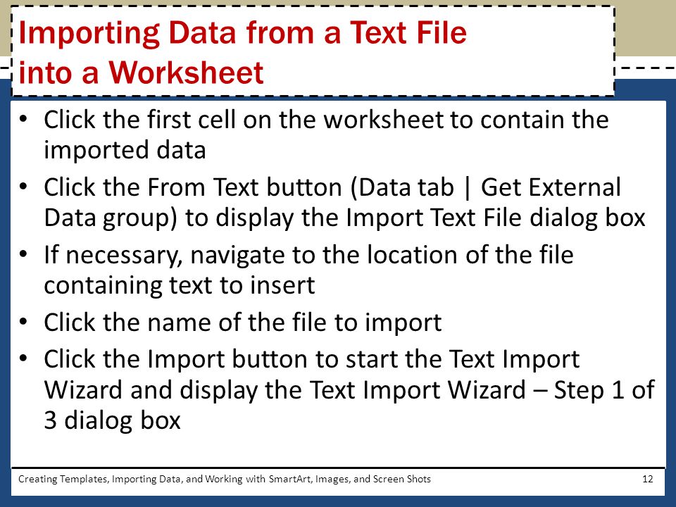 Importing Data from a Text File into a Worksheet