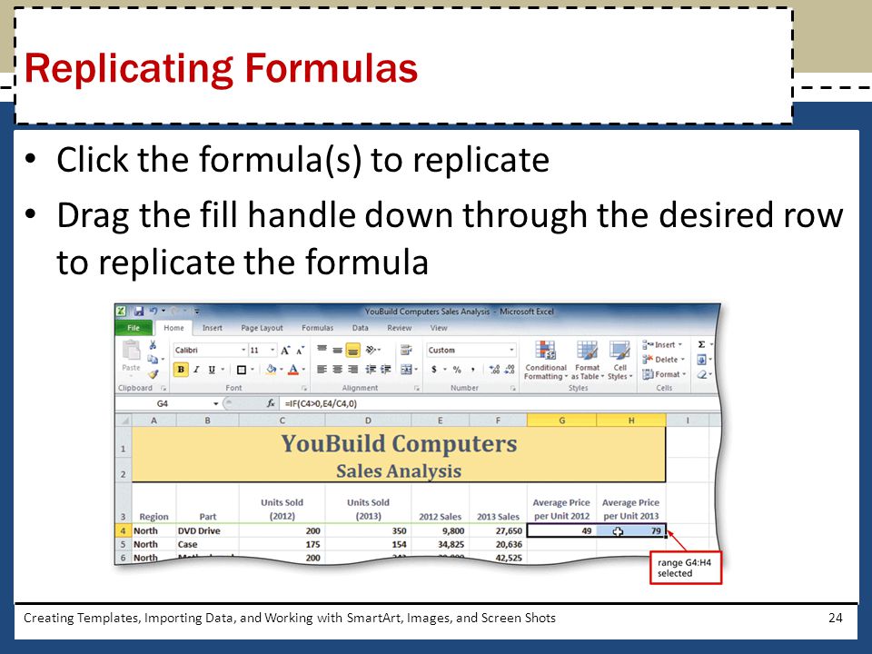 Replicating Formulas Click the formula(s) to replicate