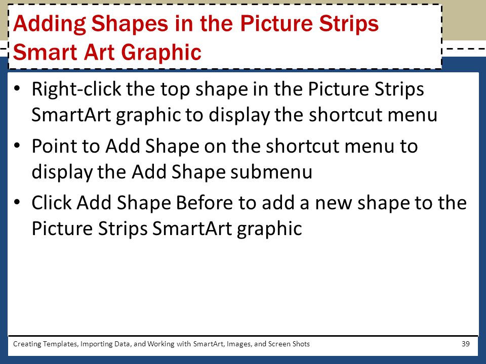 Adding Shapes in the Picture Strips Smart Art Graphic
