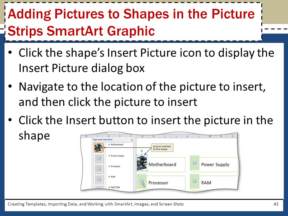 Adding Pictures to Shapes in the Picture Strips SmartArt Graphic