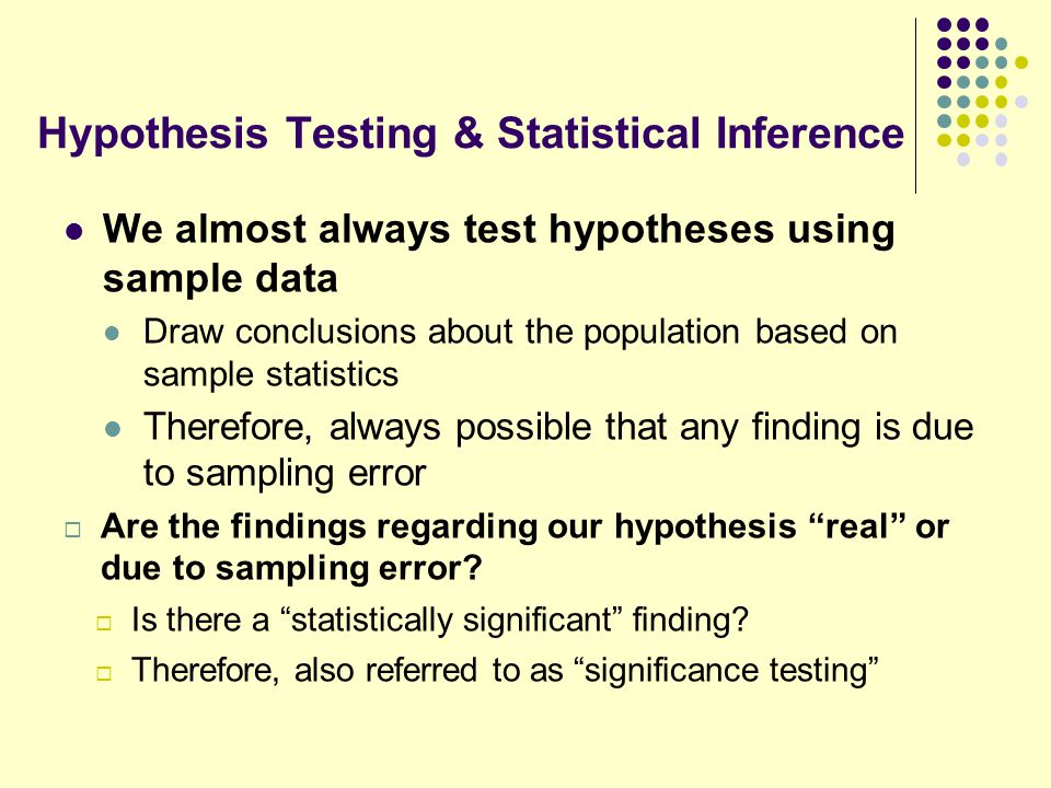 Hypothesis Testing & Statistical Inference