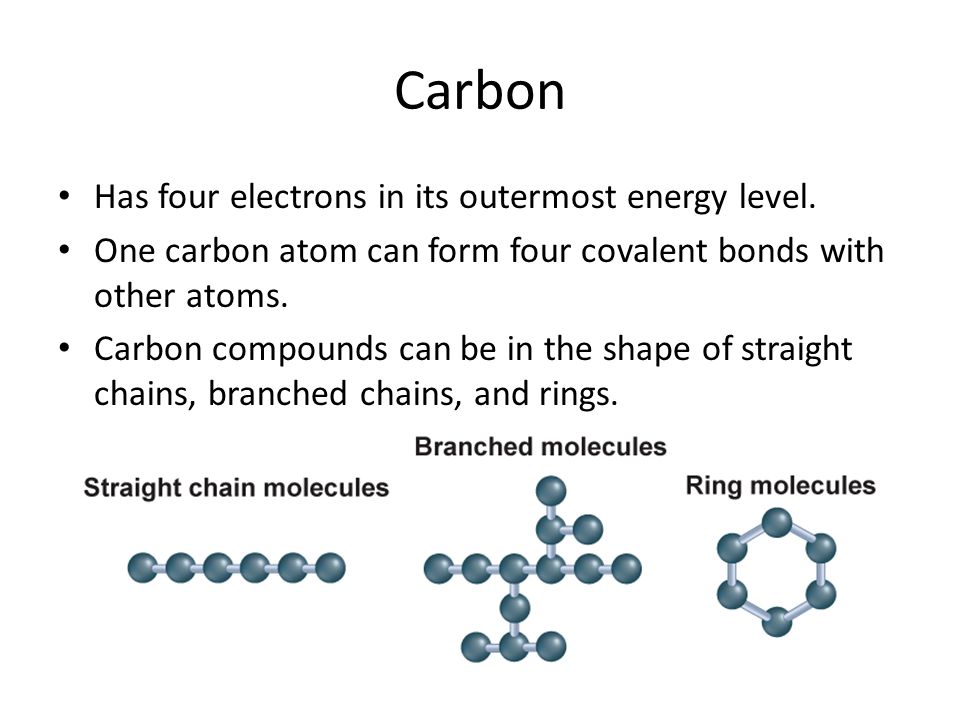 Carbon Has four electrons in its outermost energy level.