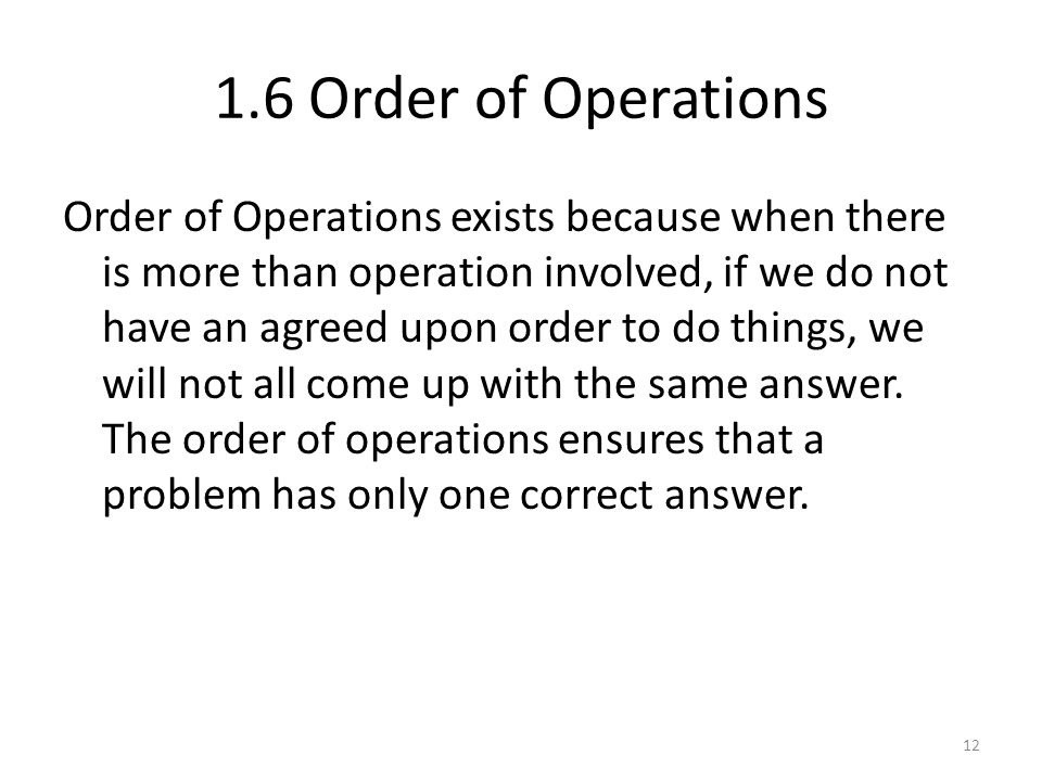 1.6 Order of Operations