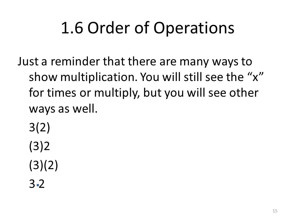 1.6 Order of Operations