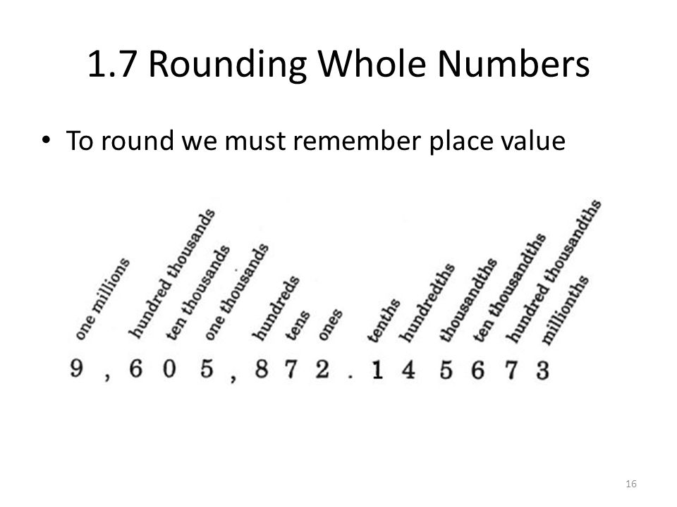 1.7 Rounding Whole Numbers