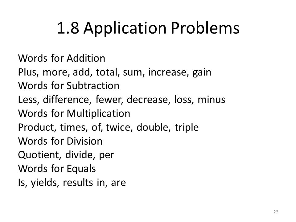 1.8 Application Problems Words for Addition
