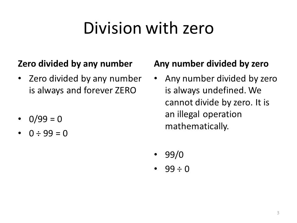 Division with zero Zero divided by any number