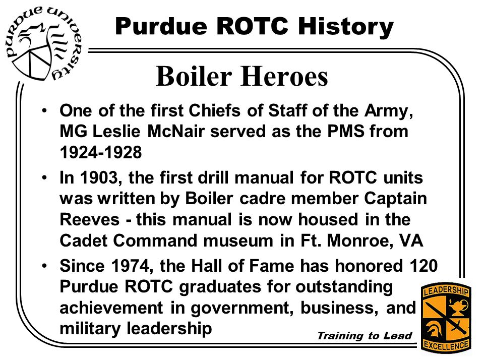 Boiler Heroes Purdue ROTC History