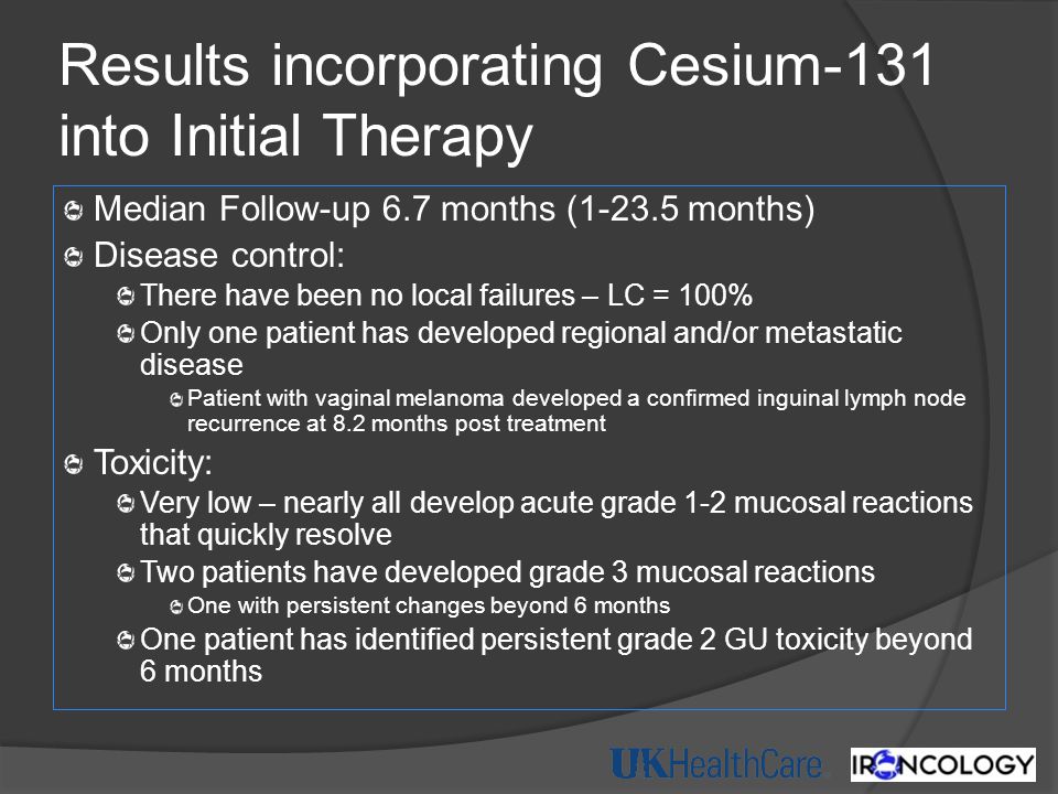 Results incorporating Cesium-131 into Initial Therapy