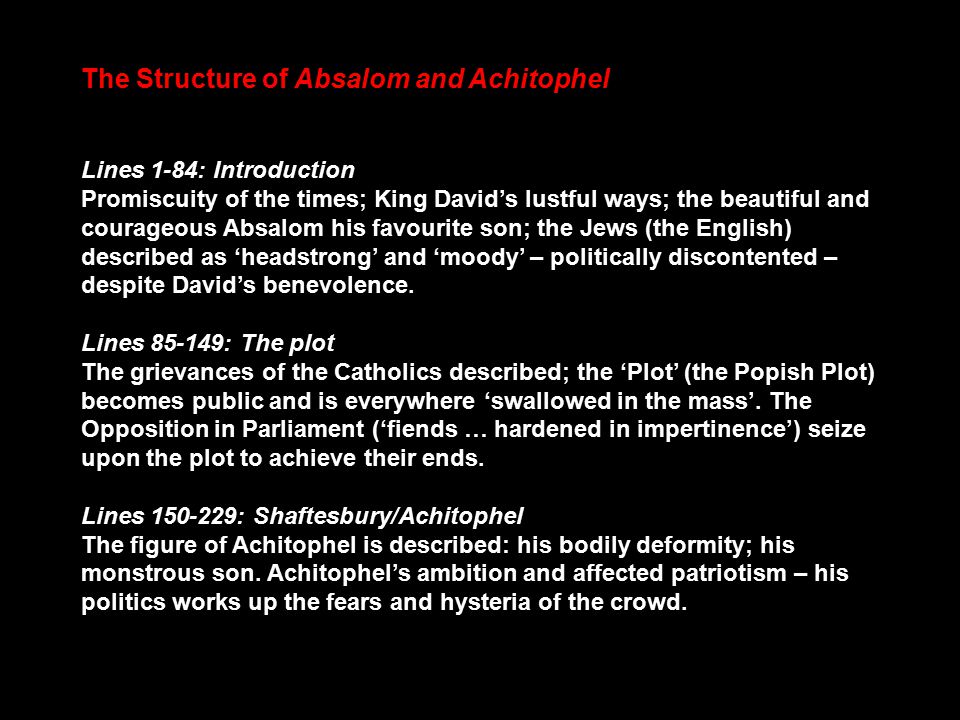 The Exclusion Crisis The Context Of Absalom And Achitophel Ppt