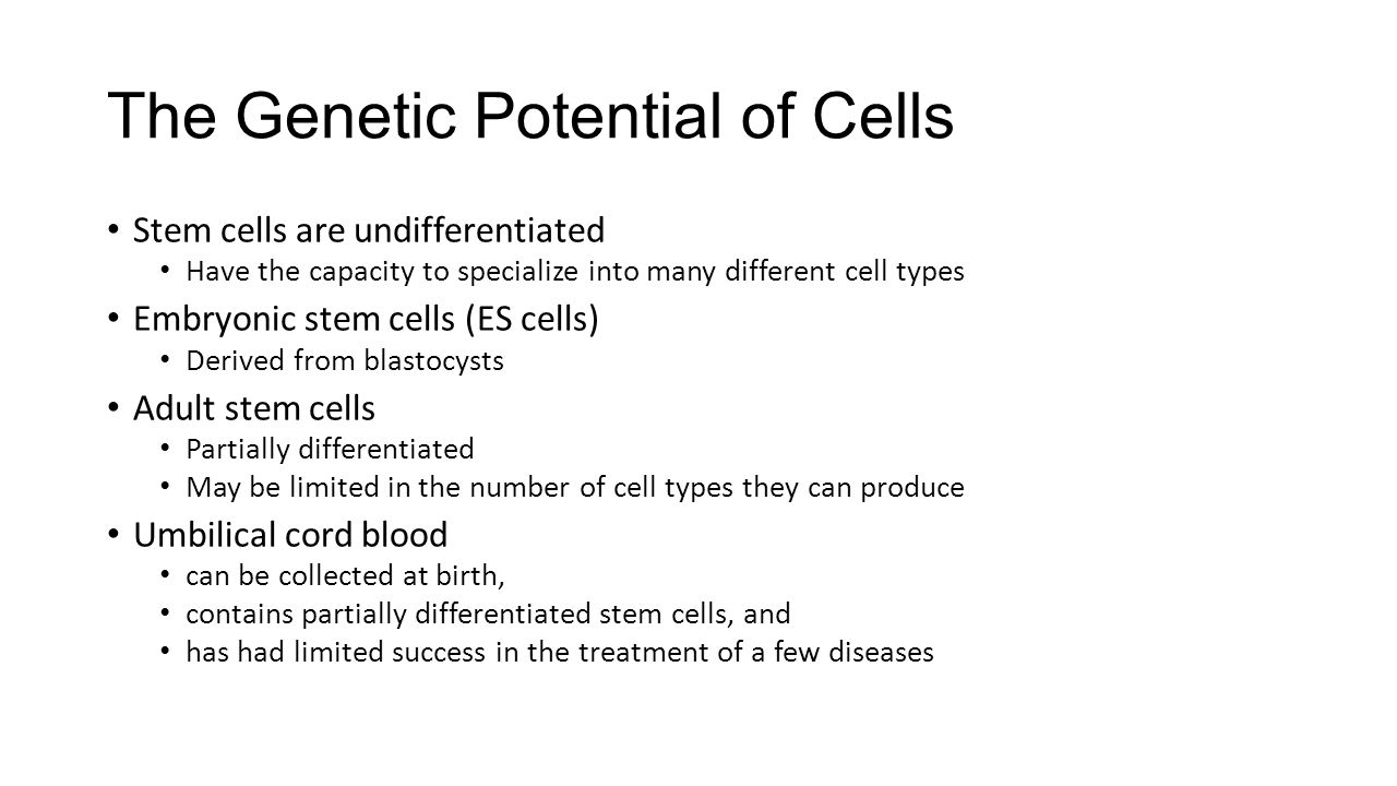 The Genetic Potential of Cells