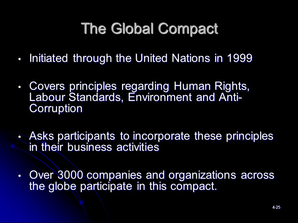 The Global Compact Initiated through the United Nations in 1999