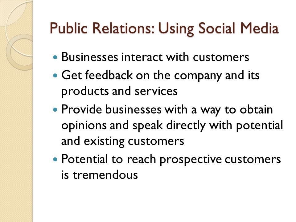 Public Relations: Using Social Media