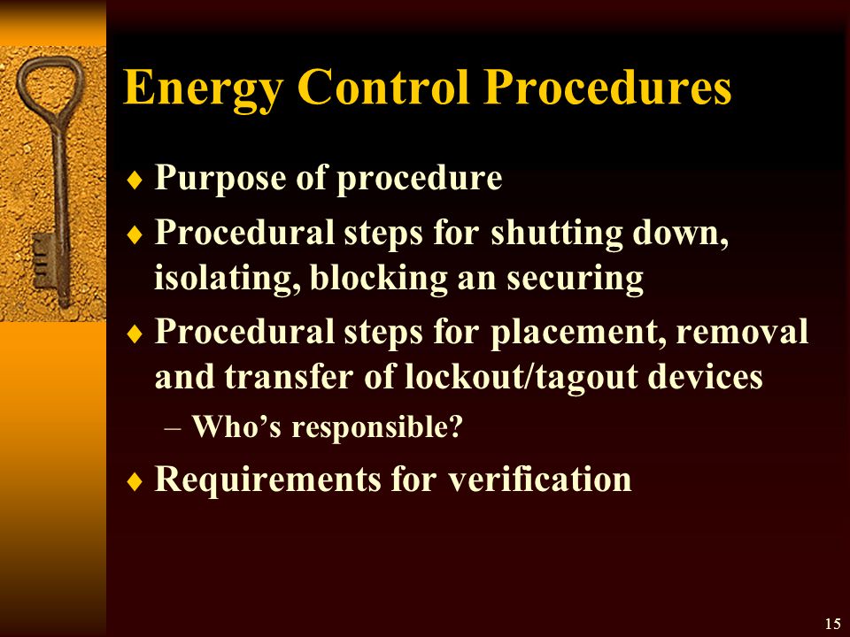 Energy Control Procedures
