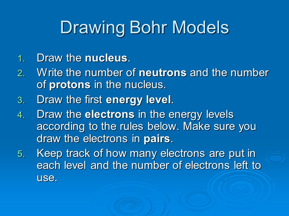 Drawing Bohr Models Draw the nucleus.