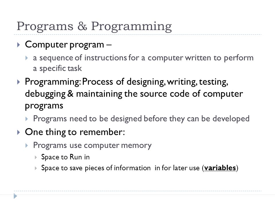 Programs & Programming