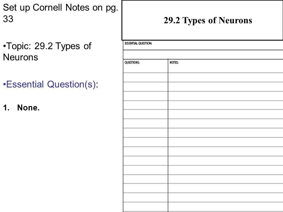 Set up Cornell Notes on pg. 33