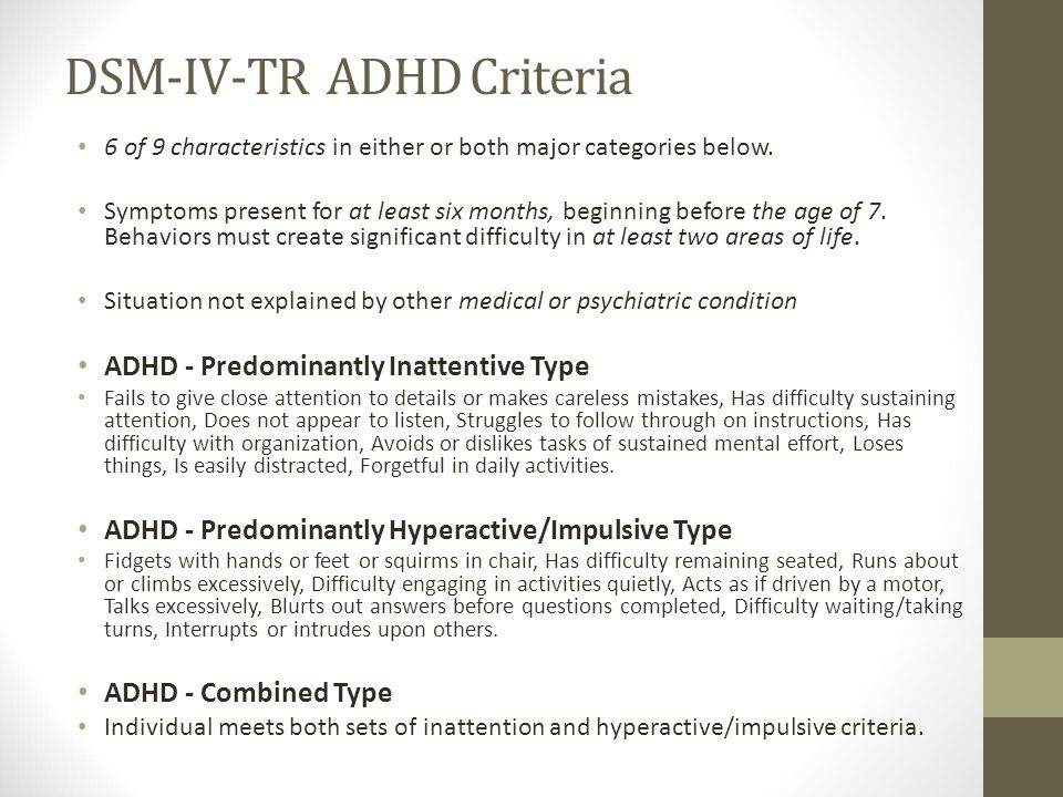 DSM-IV-TR ADHD Criteria.