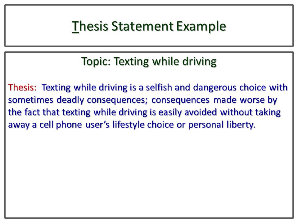 thesis statement for texting and driving research paper