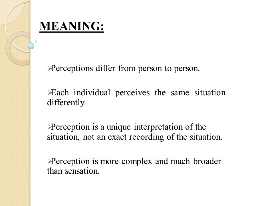 meaning of perception in organisational behaviour