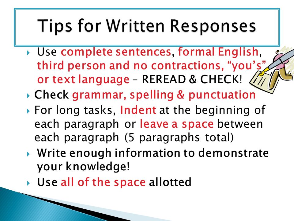 Tips for Written Responses