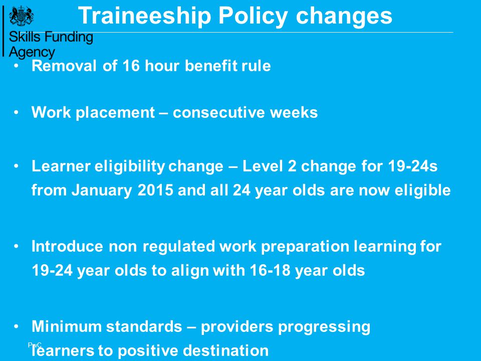 Traineeship Policy changes