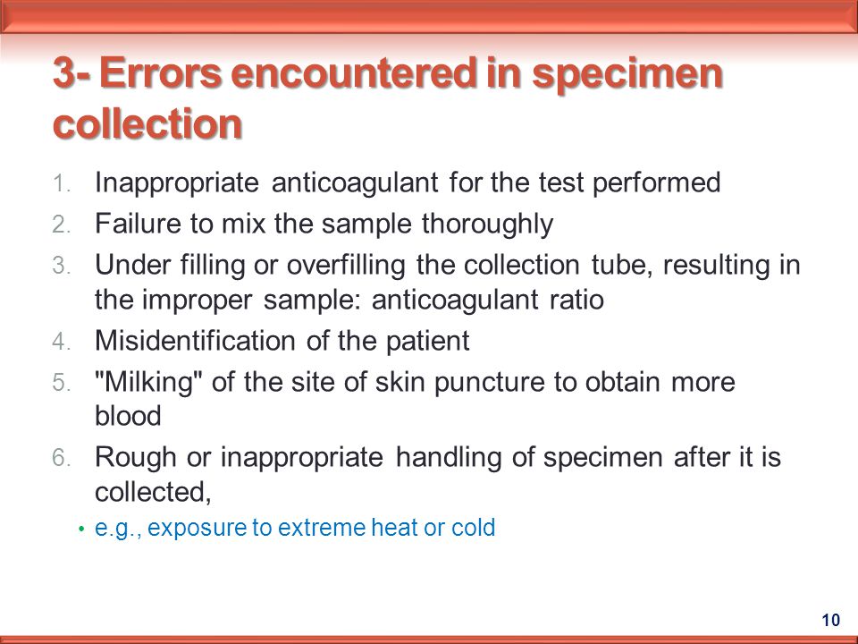 3- Errors encountered in specimen collection
