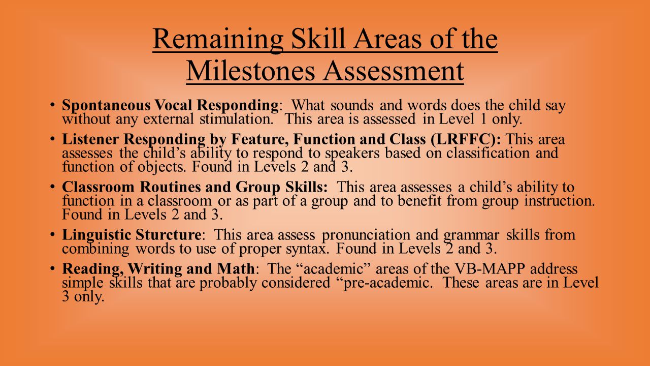 Remaining Skill Areas of the Milestones Assessment