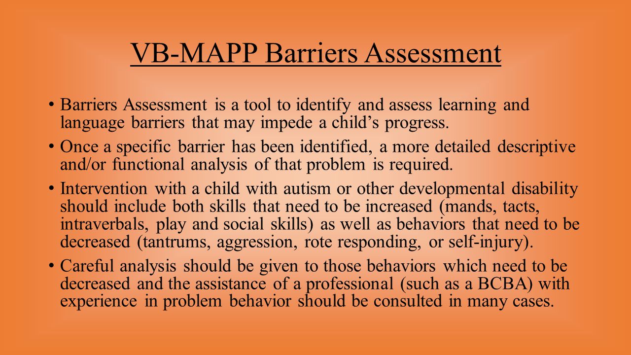 VB-MAPP Barriers Assessment