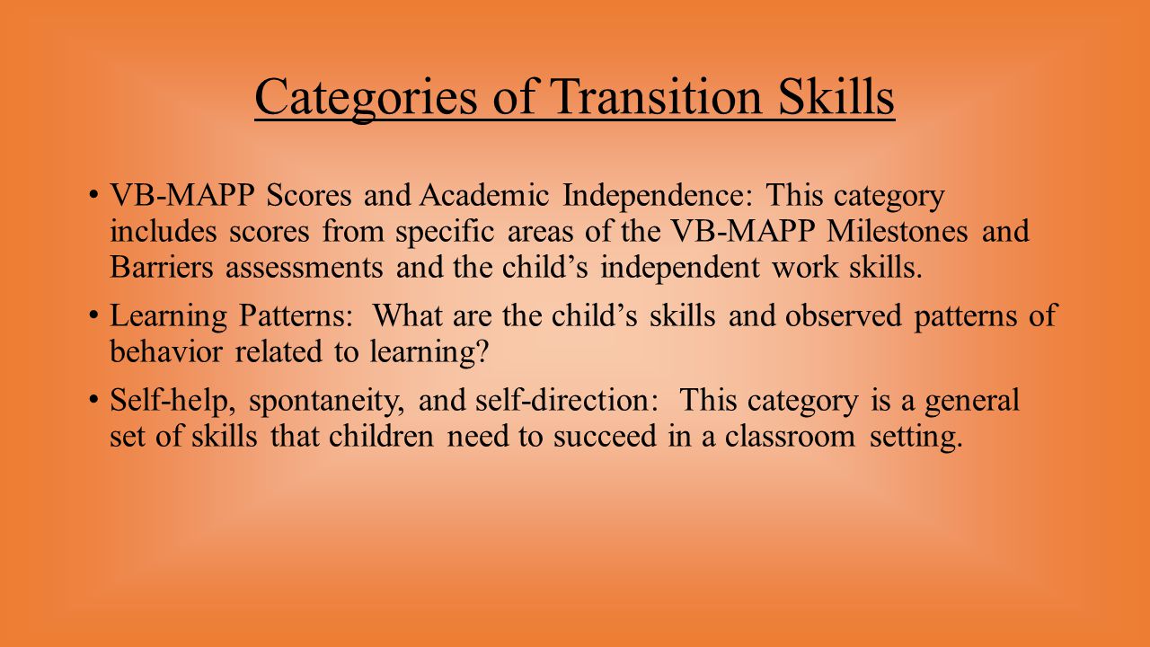 Categories of Transition Skills