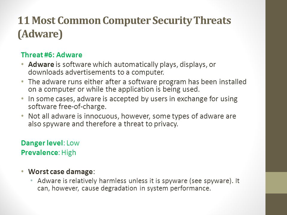 11 Most Common Computer Security Threats (Adware)