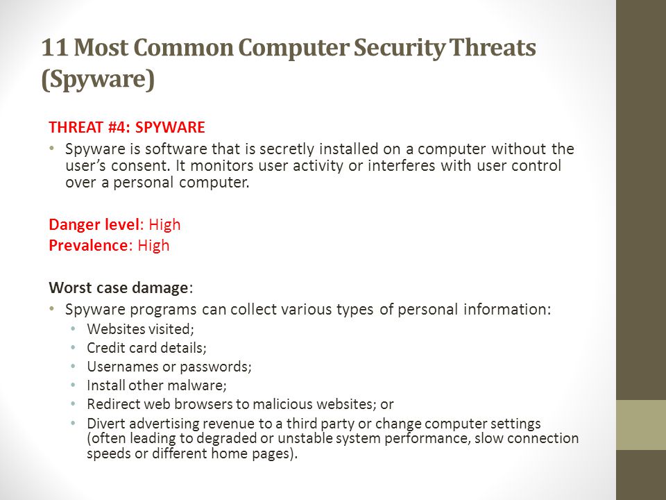 11 Most Common Computer Security Threats (Spyware)