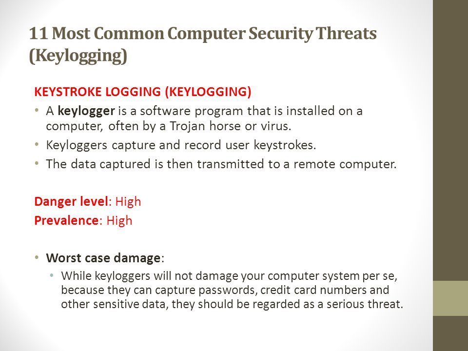 11 Most Common Computer Security Threats (Keylogging)