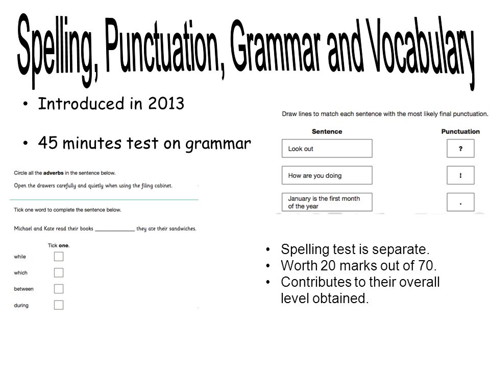Spelling, Punctuation, Grammar and Vocabulary